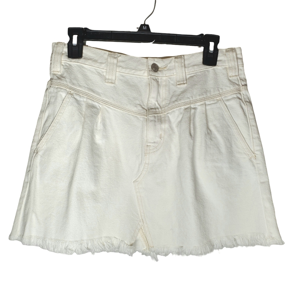 Free People We The Free White Denim Mini Skirt Womens 27 Waist 30 100% Cotton